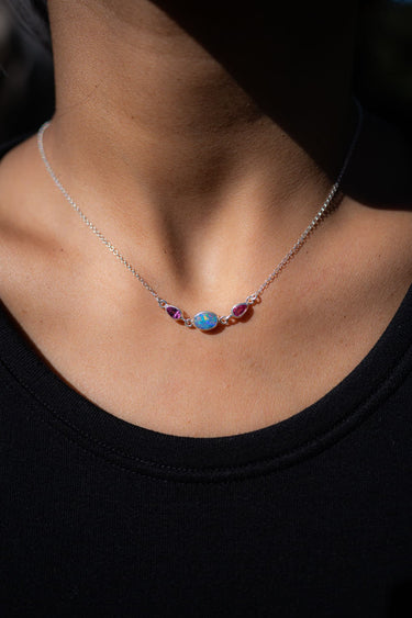 Opal and Pink Tourmaline Necklace